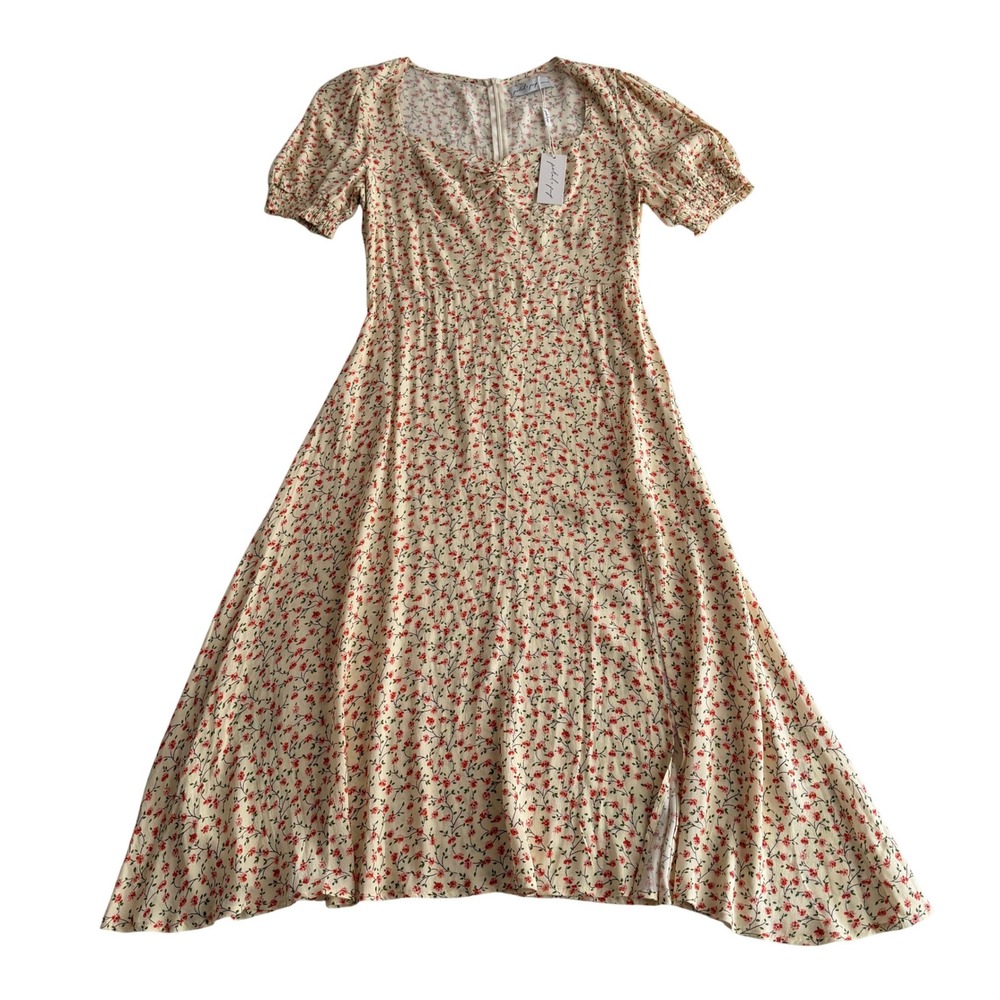 Petal & Pup NWT Franklin Viscose Blend Midi Dress in Cream Floral sz 10